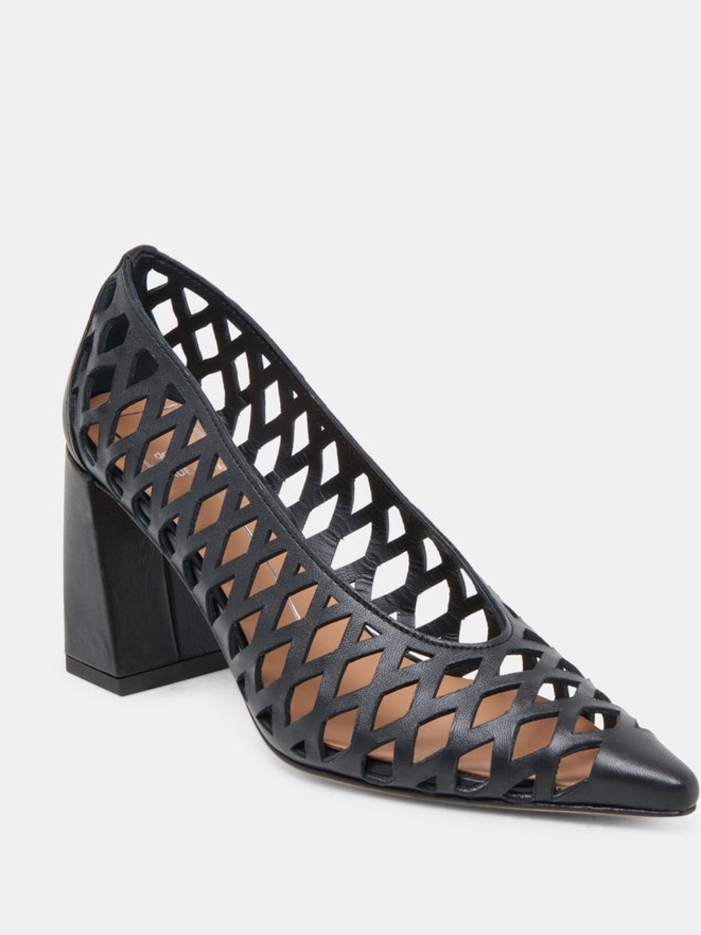 Dolce Vita Black Tanya Woven Leather Pointed Toe Block Heels